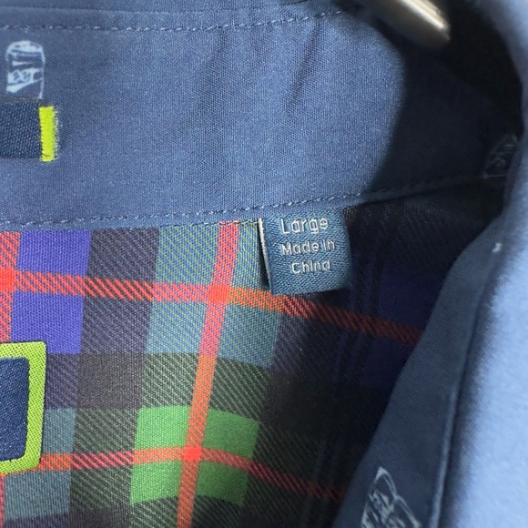 William Murray Shirt Men L Blue Golf Pattern Short Sleeve Performance Athleisure - Picture 5 of 6